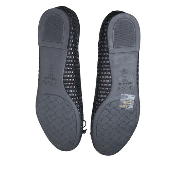 Arezzo Womens Black Woven Ballet Flats Size 6.5 With Bow & Rubber Sole NIB - Picture 5 of 9